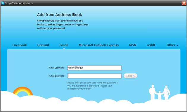gmail contact import to skype