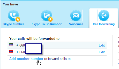 call number forwarding ใส่เบอร์โทรไทยเข้าไปที่จะเป็นเบอร์ปลายทาง
