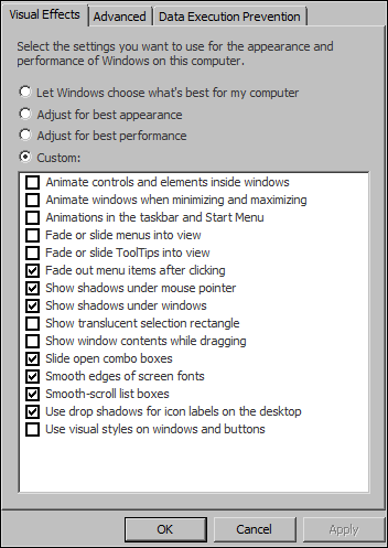 performance adjustment for Windows 7